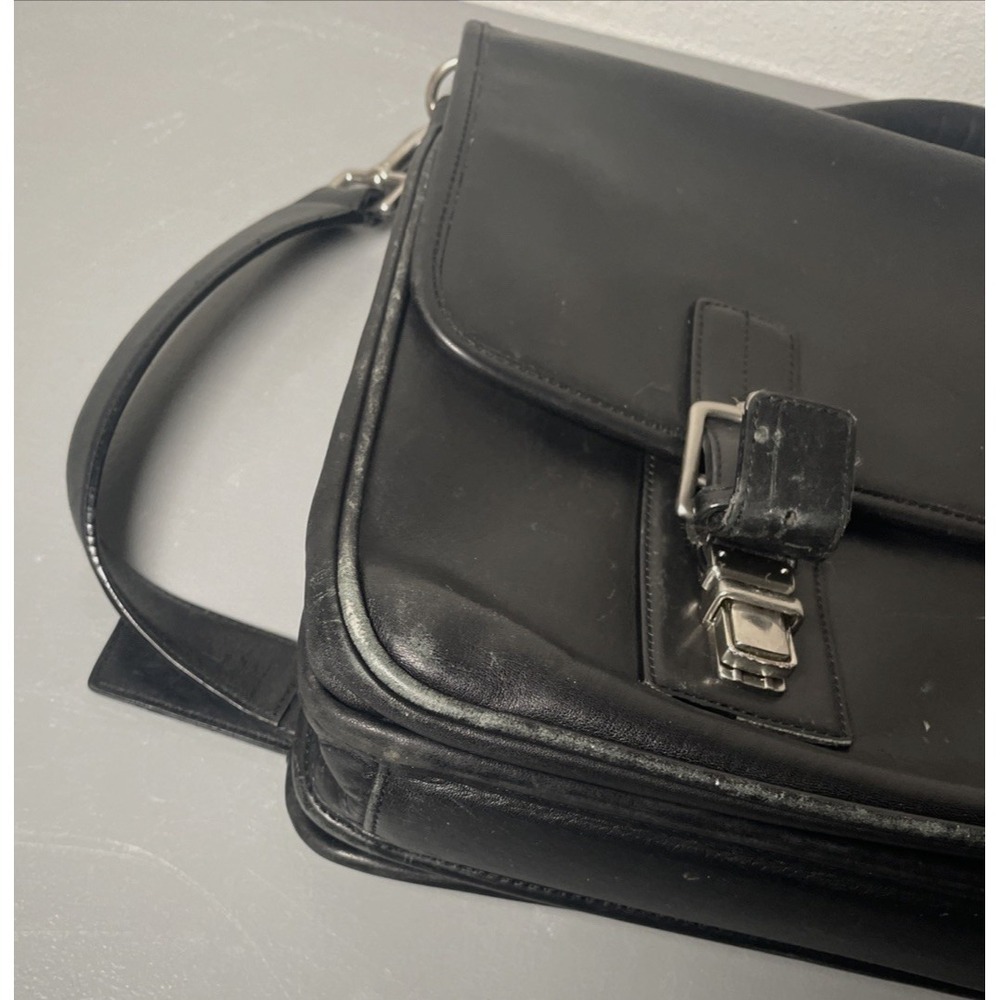Vintage COACH F06455 Thompson Black Leather Briefcase Laptop Messenger Bag - Picture 9 of 16